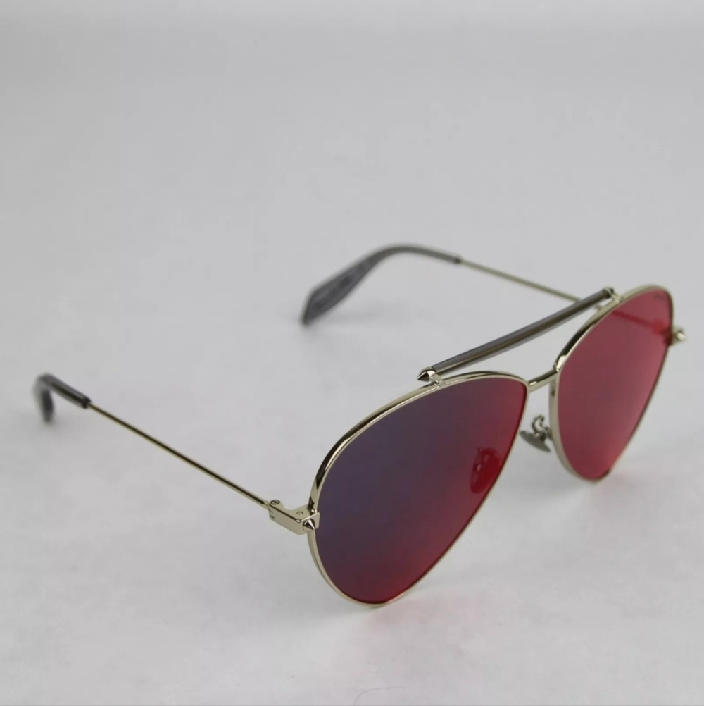 ALEXANDER MCQUEEN Blue Reflective Aviator Sunglasses, NWT - Picture 4 of 7